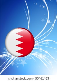 Bahrain Flag Button on Abstract Light Background Original Illustration