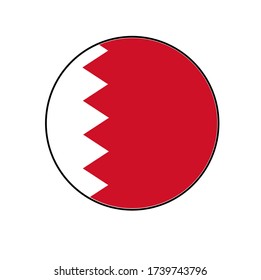 Bahrain Flag Button rounded on isolated white for Middle East or Arabian Gulf push button concepts.