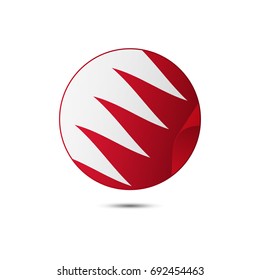 Bahrain flag button with shadow on a white background. Vector illustration.