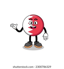 bahrain flag cartoon with welcome pose , character design