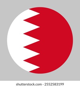 Bahrain-Flagge, Kreisrahmen, rundes Symbol