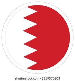 Bahrain flag circle. Flag of Bahrain in a round circle
