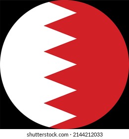 Bahrain-Flagge in Kreisform einzeln auf rosafarbenem oder transparentem Hintergrund,Symbol von Bahrain, Vektorgrafik 