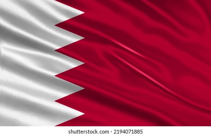 Bahrain flag design. Waving Bahrain flag made of satin or silk fabric. Vector Illustration.
