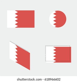 Bahrain flag with flat, circle, isometric and line design