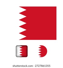 Coleção de ícones planos de bandeira do Bahrein