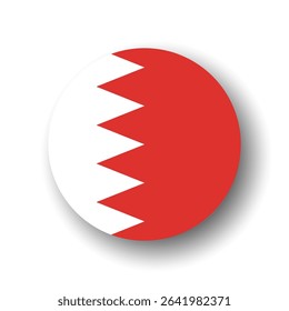 Bahrain flag - flat vector circle icon or badge with dropped shadow.