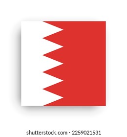 Bahrain flag - flat vector square with sharp corners and dropped shadow.