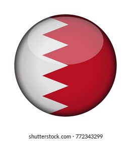 bahrain Flag in glossy round button of icon. bahrain emblem isolated on white background. National concept sign. Independence Day. Vector illustration.