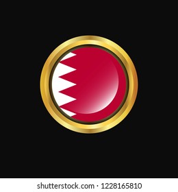 Bahrain flag Golden button