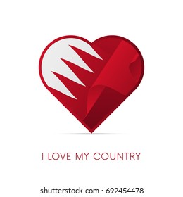 Bahrain flag in heart. I love my country. sign. Vector illustration.