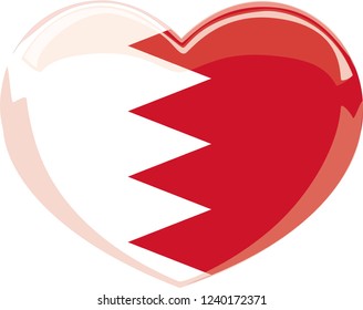 Bahrain Flag, heart shape, sticker, eps 10