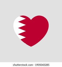 Bahrain flag in heart shape vector love Bahrain