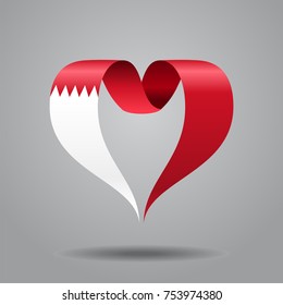 Bahrain flag heart-shaped wavy ribbon. Vector illustration.