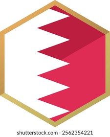 Bahrain flag in hexagon shape icon