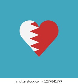 Bahrain flag icon in a heart shape in flat design. Independence day or National day holiday concept.