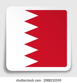 Bahrain flag icon on paper square sticker with shadow. Button for mobile application or web. Vector
