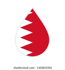 Bahrain flag icon. Water icon. Drop water. Bahrain badge. Flag drop.