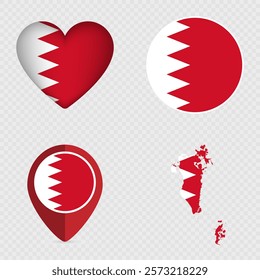 Bahrain Flag Icons Pack. Vector illustration.