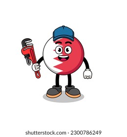 bahrain flag illustration cartoon as a plumber , character design