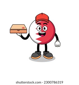bahrain flag illustration as a pizza deliveryman , character design