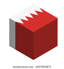 Bahrain flag - isometric 3D cube isolated on white background. Vector object.