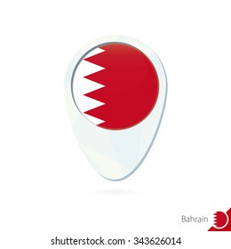 Bahrain flag location map pin icon on white background. Vector Illustration.