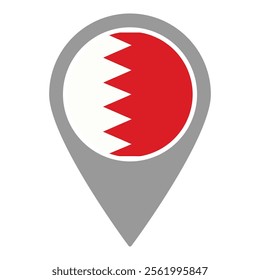 Bahrain flag location pin, flag application, Flag on Location Pin, graphic design, map pointer, vector illustration.
