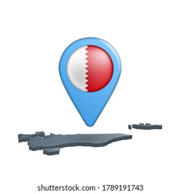 Anclaje del mapa de la bandera de Bahréin en blanco