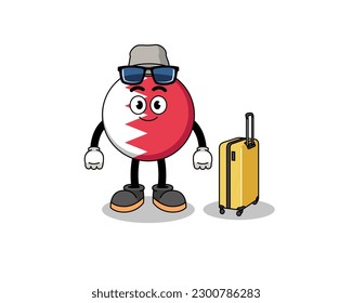 mascota de la bandera de bahréin haciendo vacaciones , diseño de caracteres