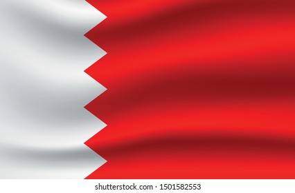 Bahrain flag. National flag of Bahrain on pole vector 