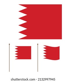 Bahrain Flag official color and proportion. Waved Vector illustration