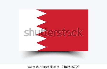 Bahrain flag. Flag of Bahrain. The official ratio. Flag icon. Standard color. Standard size. A rectangular flag. Computer illustration. Digital illustration. Vector illustration.