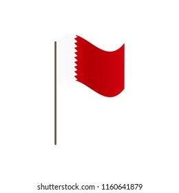 Bahrain flag on the flagpole. Official colors and proportion correctly. Waving of Bahrain flag on flagpole, vector illustration isolate