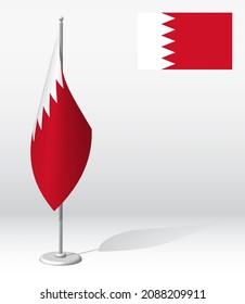 BAHRAIN Fahne auf Flagpol für die Registrierung von feierlichen Veranstaltung, Treffen mit ausländischen Gästen. Nationaler Unabhängigkeitstag der BAHRAIN. Realistische 3D-Vektorgrafik auf Weiß