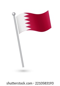 Bahrain flag on pole waving in the wind vector illustration