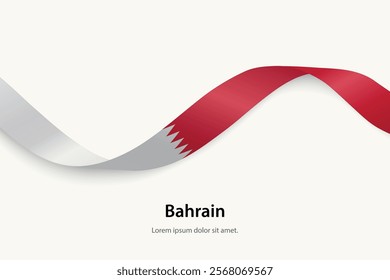 Bahrain flag on Waving ribbon. Template for independence day