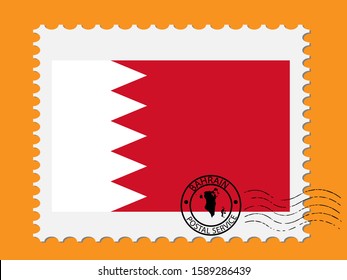 Bahrain Flag Postage Stamp Vector illustration Eps 10