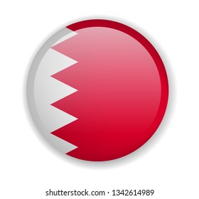 Bahrain flag round bright icon vector Illustration
