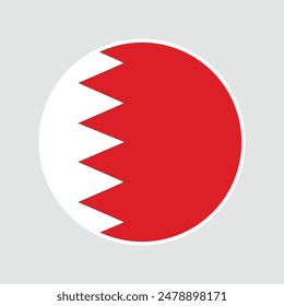 Bahrain flag round icon, badge or button. Vector illustration.