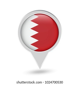 Bahrain Flag Round Pin Icon. Vector icon.