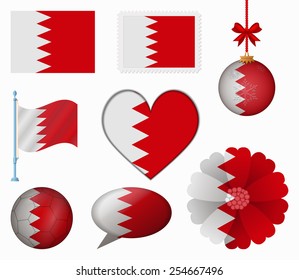 Bahrain flag set of 8 items vector