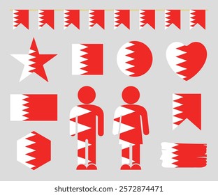 Bahrain flag set. Isolated Bahrain flag on white background