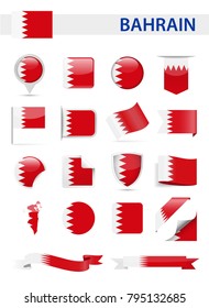 Bahrain Flag Set - Vector Illustration