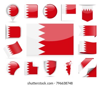 Bahrain Flag Set - Vector Illustration