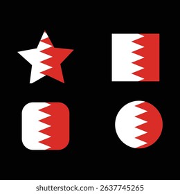 Bahrain Flag Shape Vector Set