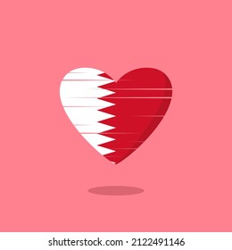 Bahrain flag shaped love illustration. Floating flag love icon. Nationality concept.