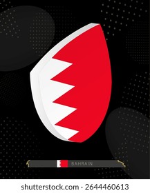 Bahrain Flag Shield icon in 3D on Dark Modern Abstract Rugby Background. Perfect for sports events, heritage themes, national celebrations, and patriotic designs.