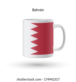 Bahrain flag souvenir mug isolated on white background. Vector illustration.