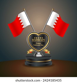 Bahrain flag in a stand on table. Vector Illustration